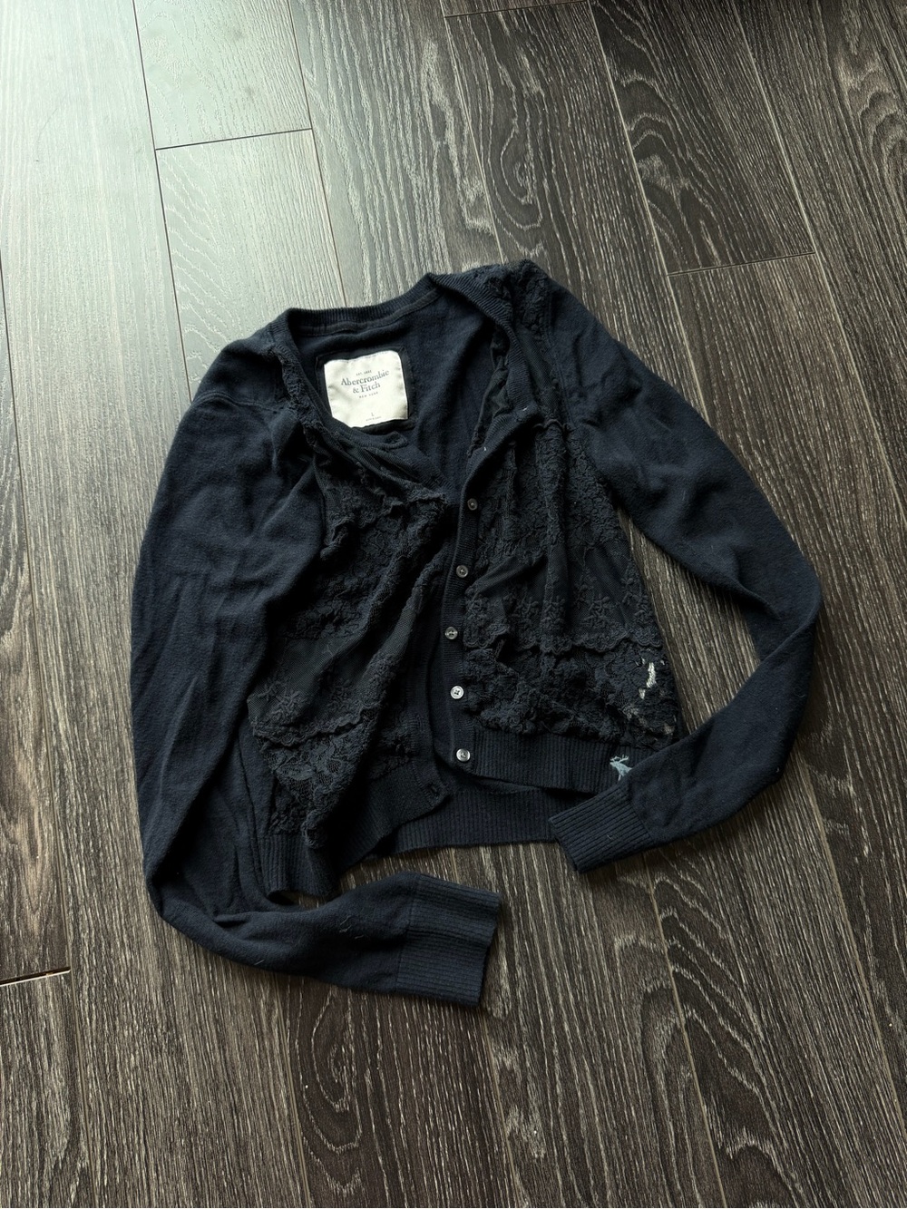 Abercrombie & Fitch Black Lace-Front Cardigan